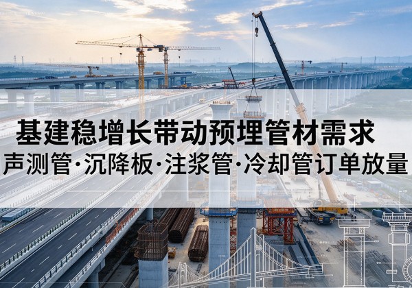 武威基建稳增长带动预埋监测管材需求，声测管、沉降板、注浆管订单持续放量